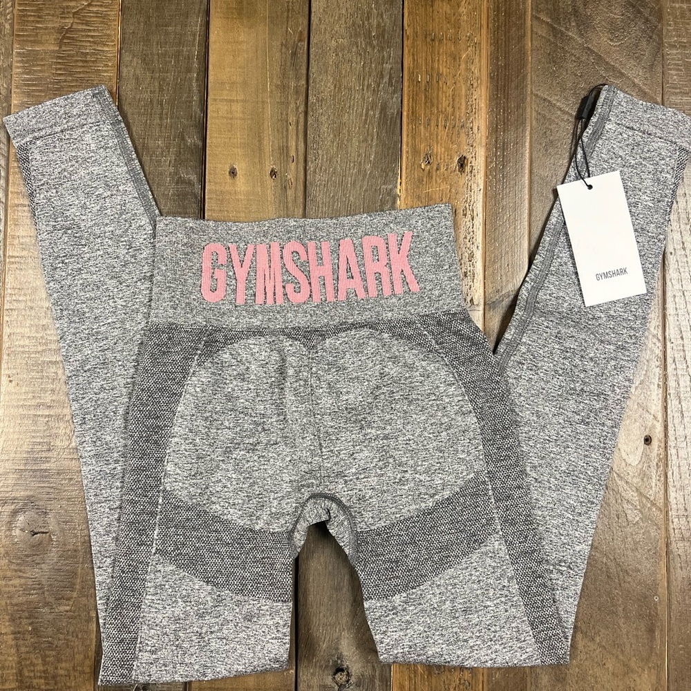 GYMSHARK flex high waisted leggings charcoal Marl/ruby pink EXTRA SMALL